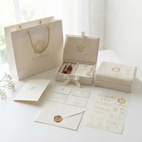 Boîte Cadeau de Luxe Personnalisée en Velours Crème avec Logo Brodé Or, Emballage Rigide pour Parfum, Idéale pour Cadeau de Mariage ou Souvenir Parfumé
