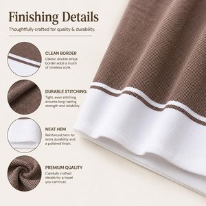 Toalla de Baño de Bambú Color Mocha Marrón, Textura Tejida, Borde Blanco, Suave, Absorbente, Secado Rápido, para Spa, Hotel, Gimnasio, Viajes, Hogar - Product Image 6