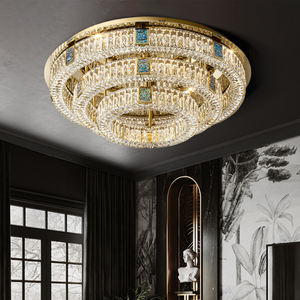 Grande lampe de plafond ronde en cristal, style nordique moderne, or luxueux, éclairage LED pour salon, chambre à coucher - Product Image 3
