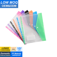 Pochette de classement extensible en plastique transparent PP à 11 trous avec logo personnalisé et bouton-pression pour classeur à 2/3/4 anneaux