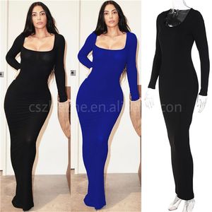 ZHEZHE فستان نسائي شتوي جديد عصري طويل الأكمام بلون واحد فستان أنيق مثير فستان نسائي فستان حفلة موسيقية - Product Image 1