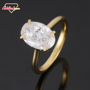 Bague de mariage en or jaune 18 carats avec diamant ovale de 3 carats, couleur D, clarté VS, cultivé en laboratoire par IGI, de la marque Goldleaf Jewelry - Product Image 1