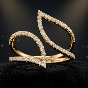 Anillo de Compromiso Unisex de Oro Amarillo de 18K, Chapado en Rodio, con Piedra Natural Engastada en Puntas, Forma Geométrica Minimalista, IGI - Product Image 2