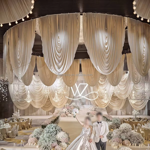 Tenda drappeggiata elegante Muwei <span class=keywords><strong>per</strong></span> arco nuziale, mantovana superiore <span class=keywords><strong>per</strong></span> fondale scenico e decorazioni <span class=keywords><strong>per</strong></span> <span class=keywords><strong>feste</strong></span> - Product Image 4
