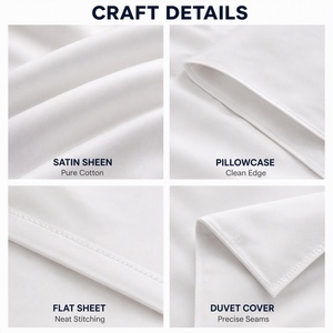 Parure de lit hôtelière 4 pièces 100 % <span class=keywords><strong>coton</strong></span>, satin haute densité 60S, housse de couette blanche teinte réactivement, résistante aux plis, vente en gros - Product Image 5