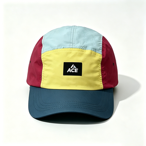 ACE Color Block 5 Panel Canvas Camp Cap Quick Dry Lightweight Adjustable Sports Outdoor Streetwear Camp <b>Hat</b> for Men Women - Product Image 4