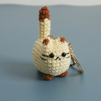Lot de porte-clés mini chat 3D au crochet, mignons animaux en peluche amigurumi faits main, poupées chaton tricotées, breloques de sac et pendentifs