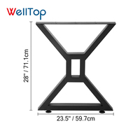 Nouvelles pieds de table rustiques robustes en tube carré de fonte, pieds de table industriels noirs en métal, pieds de table en acier pour meubles DIY