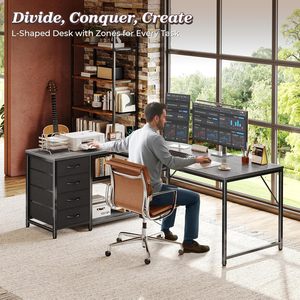 Modern minimalist <b>computer</b> storage <b>desk</b>, cross-border home use, multi-functional L-shaped office <b>desk</b>, floor-standing writing - Product Image 3