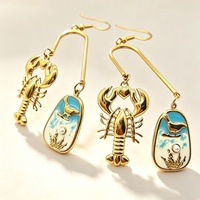 Boucles d'oreilles pendantes longues en acier inoxydable haut de gamme, couleur or vintage, avec fermoir homard, pour femme, style luxe léger, transfrontalières