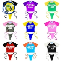 Ensemble de bikini personnalisé avec logo, haut court, maillot de bain deux pièces sur mesure, style sport, maillot de bain à nouer pour la plage, Spandex/Polyester