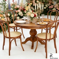 Nouvelle Chaise de Salle à Manger Élégante en Bois, avec Dossier Courbé à Double Cerceau et Assise en Rotin Tressé, Chaise en Bois Massif pour Café, Mariage, Événement, Location