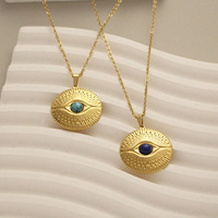 Collar con Colgante de Ojo para Mujer, Chapado en Oro de 18K, Acero Inoxidable, Piedra Natural, Joyería de Protección, Regalo, Venta al Por Mayor
