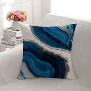 Housse de coussin de canapé de bureau en lin imprimé vintage bleu océan - Product Image 4