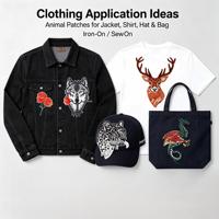 Patchs thermocollants Loup Cerf Léopard pour vêtements, chapeaux, sacs, chaussettes, appliques décoratives pour uniformes, bricolage et personnalisation
