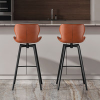 Tabouret de bar rotatif italien minimaliste de luxe léger, cadre en acier au carbone, hauteur réglable, montage facile pour usage domestique