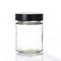 Pot en verre rond transparent réutilisable avec couvercle en métal pour le miel, la confiture, les cornichons, les épices, la crème, les bougies, le stockage des aliments
