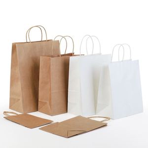 Sacs en papier kraft personnalisés avec logo imprimé, sacs de shopping en papier avec poignée - Product Image 1
