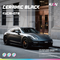 KUCAI 1.52*17m Vinyl Keramik Hitam PET Bebas Gelembung Udara untuk Pembungkus Motor Mobil Stiker Mobil Aksesoris Eksterior