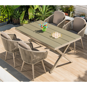 Outdoor Furniture <b>Garden</b> Eco-friendly Plastic Wood Rattan Rope Chairs Extension <b>Table</b> Set ZALKJPO Outdoor Extension <b>Table</b> ZALKJP - Product Image 4