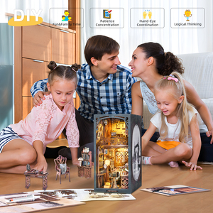 3D Book Nook House con luci a LED-inserto da libreria in miniatura, Puzzle Kit in legno per decorazioni per la <span class=keywords><strong>casa</strong></span> e regali - Product Image 6