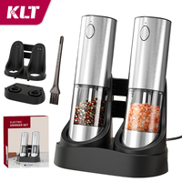 Ensemble moulin à sel et à poivre électrique rechargeable 2026, grande capacité 190 ml, avec base et poignée