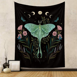 Trippy Floral Moth Moon Vertikaler Wandteppich Ästhetische Blume Schwarz Witchy <span class=keywords><strong>Tarot</strong></span> Dekor Wandteppich Wandbehang für Mädchen Schlafzimmer - Product Image 4