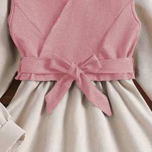 Robe longue élégante à manches longues pour l'automne et le printemps, ensemble de vêtements pour filles adolescentes vintage en deux pièces, 8-12 <span class=keywords><strong>ans</strong></span> - Product Image 6