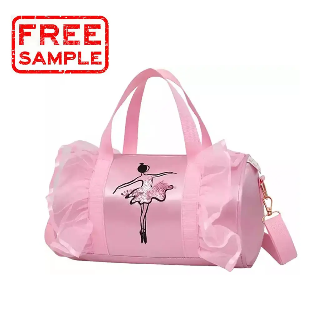 FREE SAMPLE Fashion Custom Logo Foldable Pink Dance Duffel Bag Large Travel Sport Gym Ballet Dance Costume Bag Girl Duffle Bag