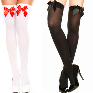 Mignon Transparent Lingerie <span class=keywords><strong>Bas</strong></span> Pur Belle Arc Sur Le Genou Noir <span class=keywords><strong>Blanc</strong></span> Noir Rose Arc Sexy Jarretelles Haut Tube <span class=keywords><strong>Bas</strong></span> De Soie - Product Image 1