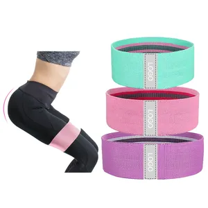 Sportschool Accessoires Custom Logo Stretch Elastische Heupcirkel Workout Oefenband Fitness Stof Weerstand Antislip Booty Bands Set