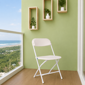 <b>White</b> Waterproof PP & Steel Modern Folding Garden <b>Chair</b>-Durable Lightweight Outdoor <b>Dining</b> & Park Furniture - Product Image 1
