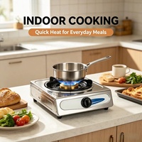 Kompor Gas Portabel Stainless Steel Tungku Tunggal dengan Kontrol Api yang Dapat Disesuaikan dan Proteksi Pemadaman Api untuk Dapur Rumah dan RV