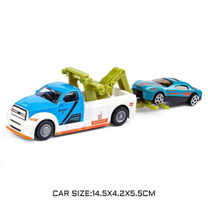 Juguete de Camión y Remolque 2 en 1, Modelo de Coche Retro de Simulación, Juguete de Vehículo de <span class=keywords><strong>Transporte</strong></span> Plano de Metal Fundido a Presión - Product Image 3