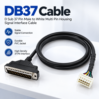 Câble DB37 personnalisé OEM, prise mâle D-Sub 37 broches vers boîtier multi-prises blanc, interface de signal en cuivre PVC noir, 1m 2m 3m
