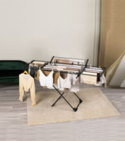 Séchoir à linge multifonctionnel pliable et sans installation en métal sur pied pour usage domestique, idéal pour sécher les vêtements et les aliments
