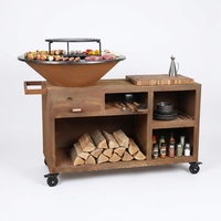 Fournitures de jardin : Plancha Grill BBQ en acier Corten pour cuisine extérieure, barbecue de Noël, avec différentes bases