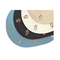 Set de table ovale en PP tissé, broderie tulipe, style zen asiatique, recyclable, résistant à la chaleur, écologique, épaisseur 1 mm, pour salle à manger et cuisine