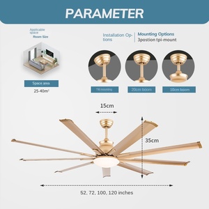High-Efficiency 220V DC/AC Industrial PMSM <b>Ceiling</b> Fan with 5 Aluminum Blades for <b>Large</b> Spaces-for Glass AC Farms & Restaurants - Product Image 3