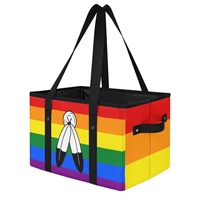 Panier de courses pliable et écologique personnalisé, motif arc-en-ciel fierté bicolore, pour articles de collection et courses