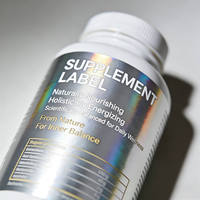 Étiquettes adhésives en rouleau personnalisées de qualité supérieure avec estampage à chaud en feuille d'or brillant, gaufrage et vernis sélectif UV pour bouteilles de vitamines et de compléments alimentaires