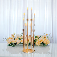 Porte-bougie de mariage artisanal écologique - Centre de table en tube de fer doré pour Noël et Pâques
