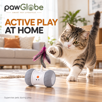 Jouet interactif pour chat, roue roulante intelligente avec plume et son, évitement automatique des obstacles pour chats d'intérieur et chatons
