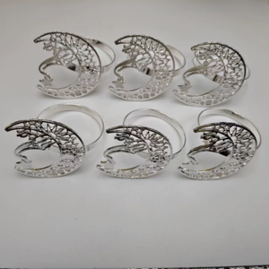 DAMAI DAMAI 2026 New Ramadan Napkin <b>Ring</b> Home Decoration Star Moon Pattern Electroplated Alloy Napkin Buckle Ramadan Deco - Product Image 6