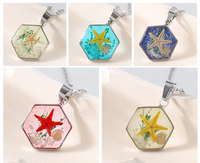 Collier Pendentif Étoile de Mer en Résine Thème Océan en Acier Inoxydable pour Femme, Bijou Charmant Style Plage, Cadeau pour Amoureux et Couples