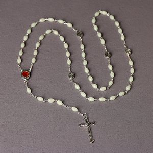 Mecrt Catholic Crucifix Luminous <b>Cross</b> Rosary Necklace Holy Soil Jerusalem Curved Needle Box Packaging for Gift Giving Jewelry - Product Image 1