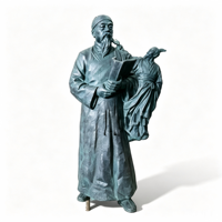 Statue de Savant Chinois en Bronze, Sculpture de Sagesse avec Patine, Taille et Couleur Personnalisables pour la Décoration de Salles Commémoratives, Académies, Bibliothèques et Campuses
