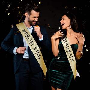 Écharpes de roi et de reine du bal, accessoires de fête de remise de diplôme, fête scolaire, écharpes scintillantes pour enterrement de vie de jeune fille, mariage, mariée - Product Image 3