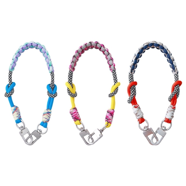 Fashion Style Paracord Phone Strap Double Knots Mobile Phone Paracord Lanyard Contrast Color Short Phone Wrist Polyester Rope