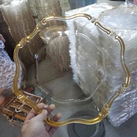 Assiettes en plastique transparentes en forme de tournesol SLC725, en vrac, pour mariage, décoratives, style antique, en PS, avec bord doré